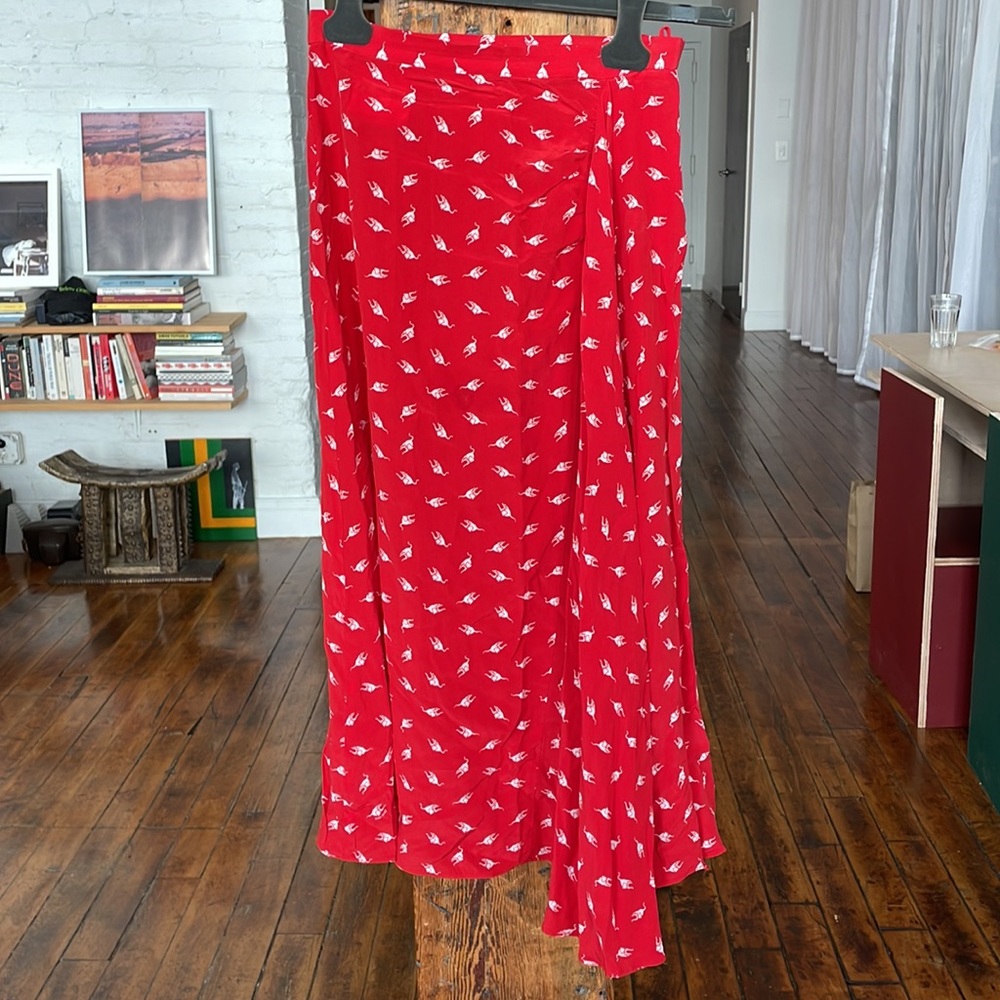 Miu Miu Red Silk Skirt